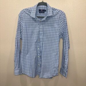 Vineyard Vines Blue and White Plaid Button Down Shirt